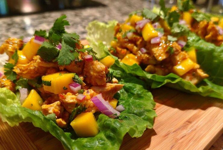 Chili Mango Chicken Lettuce Wraps