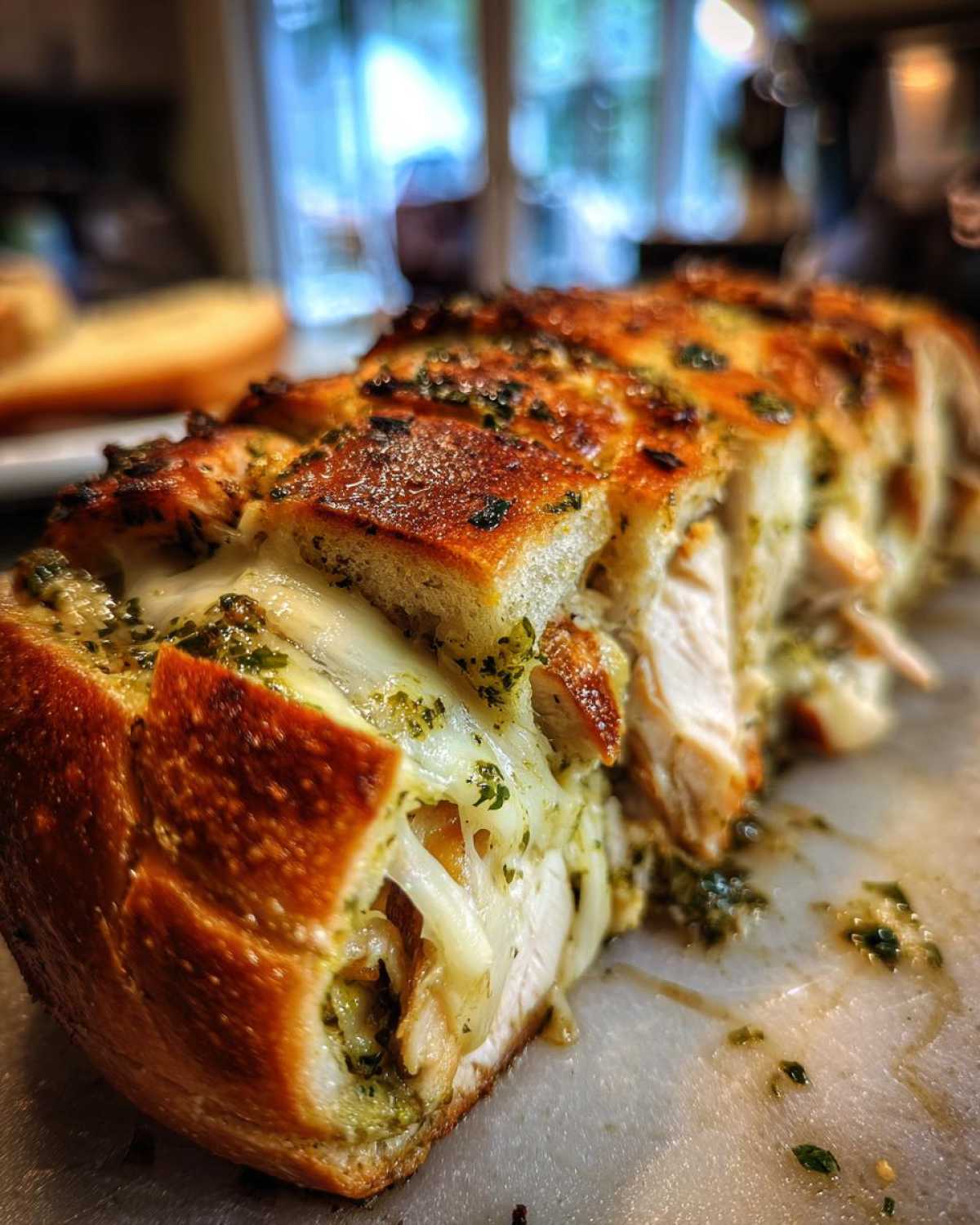 Pesto Chicken Stuffed Bread - detail 1
