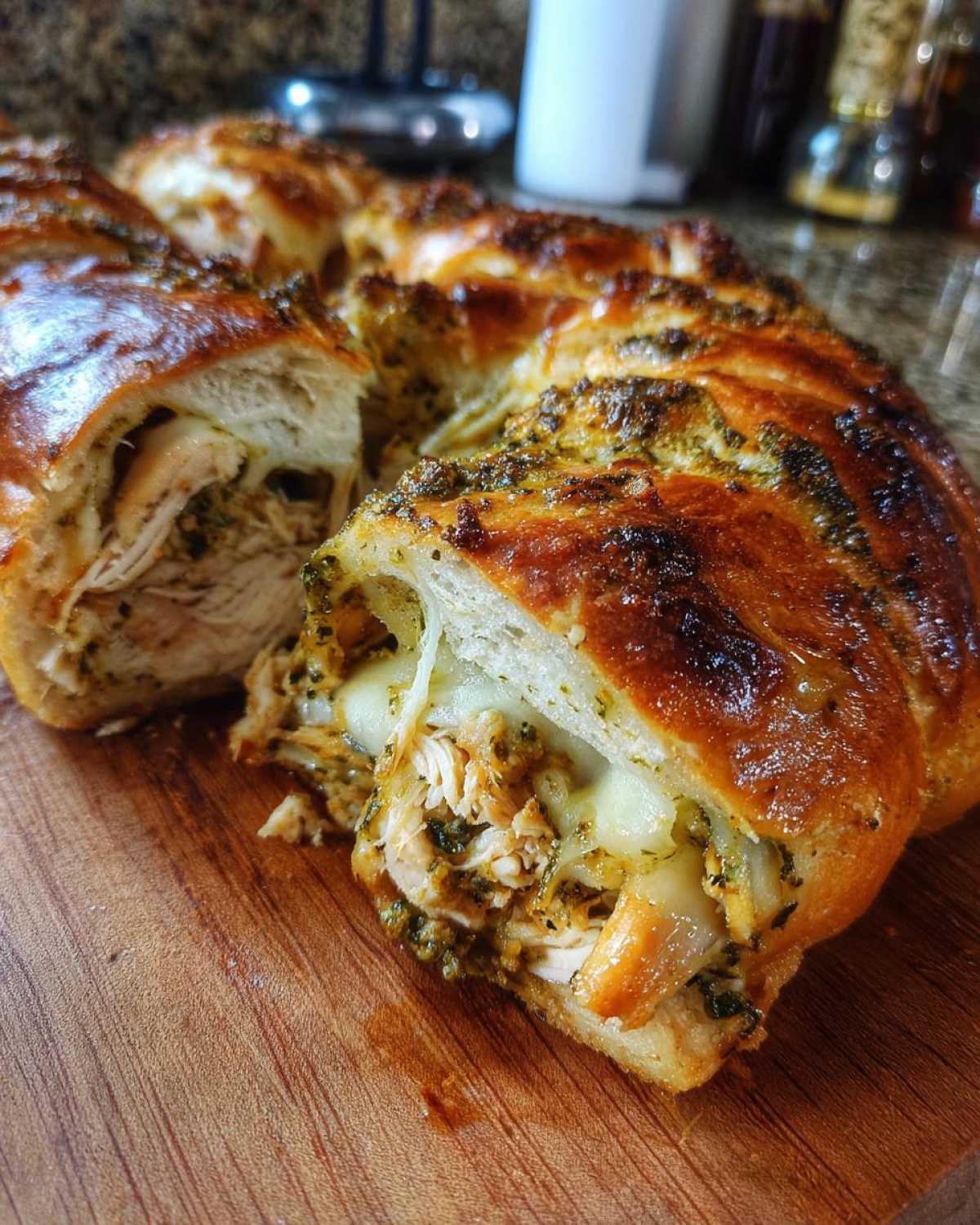 Pesto Chicken Stuffed Bread - detail 2
