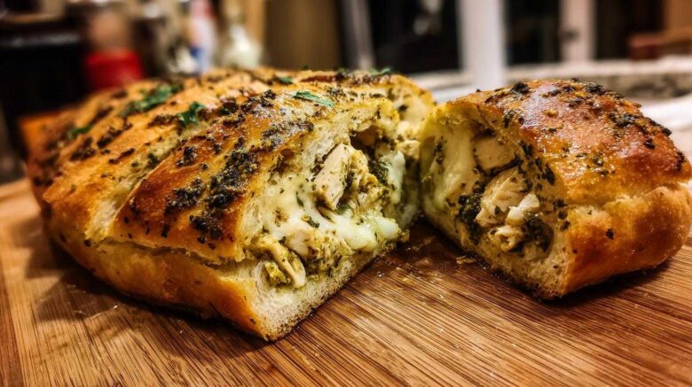 Pesto Chicken Stuffed Bread