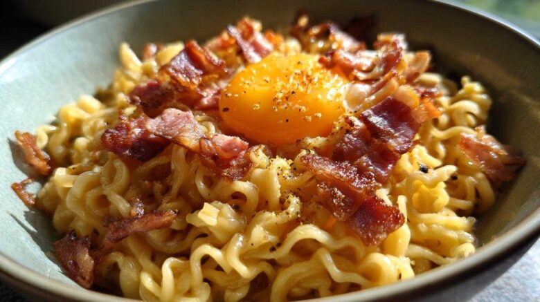 Ramen Carbonara (Instant Noodles Hack)