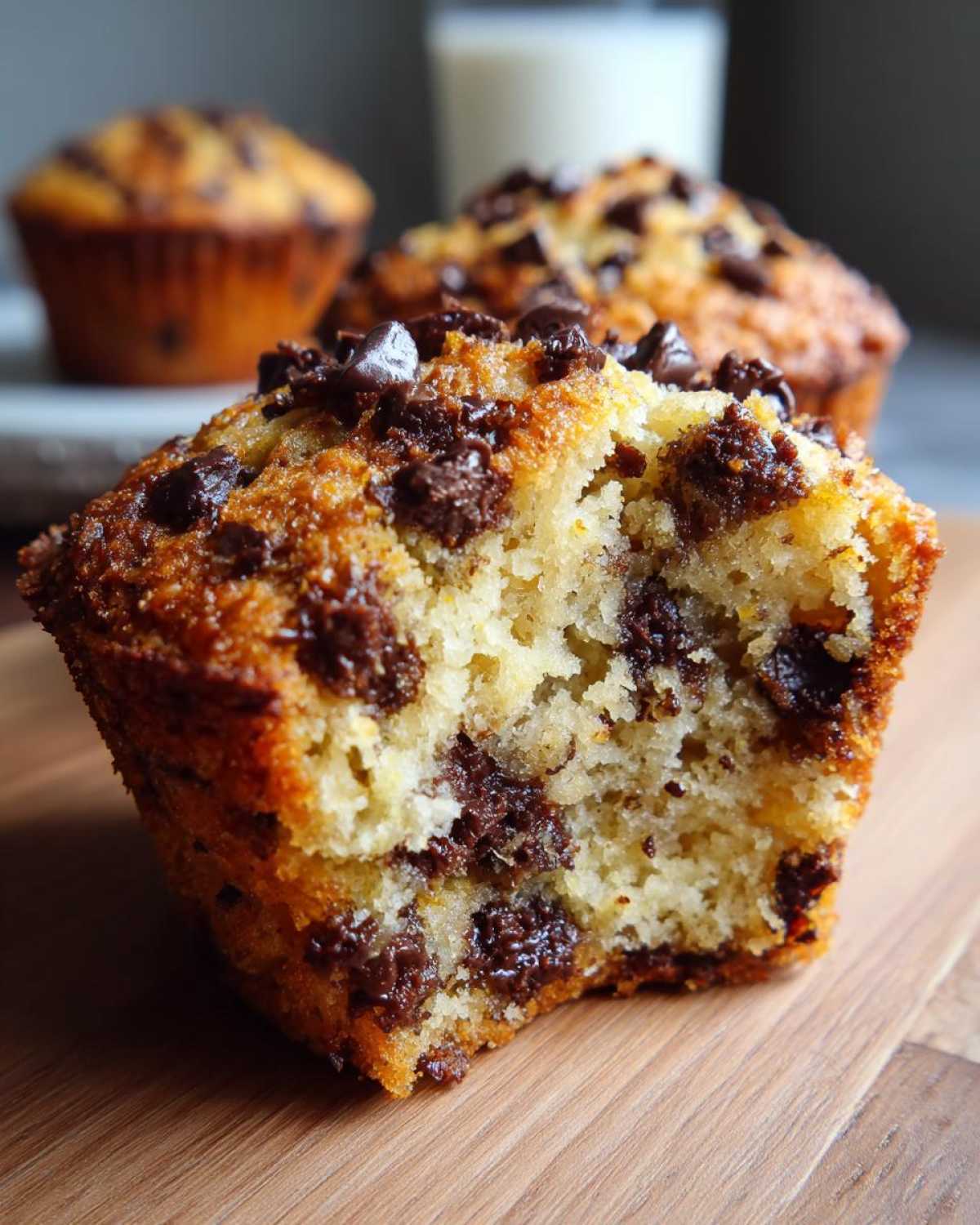 Vegan chocolate chip muffins - detail 2