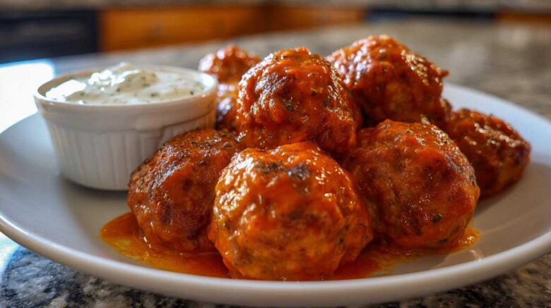 Buffalo Chicken Meatballs with Ranch