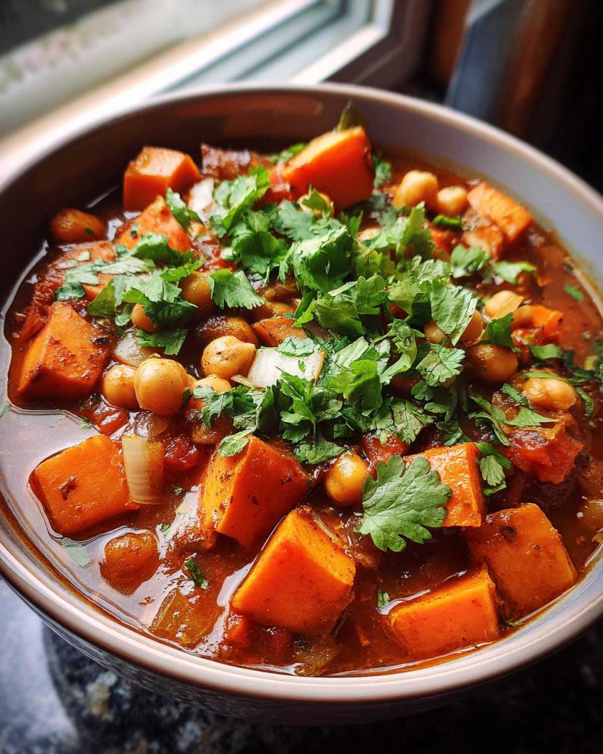 Moroccan Chickpea and Sweet Potato Stew - detail 1