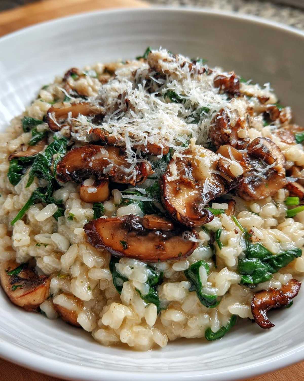 Mushroom and Spinach Risotto - detail 4