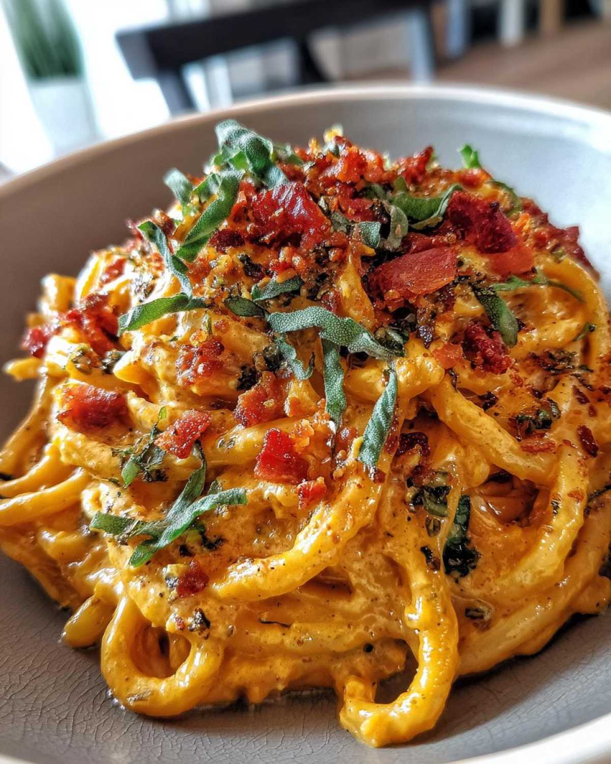 Pumpkin Sage Pasta with Pancetta - detail 3