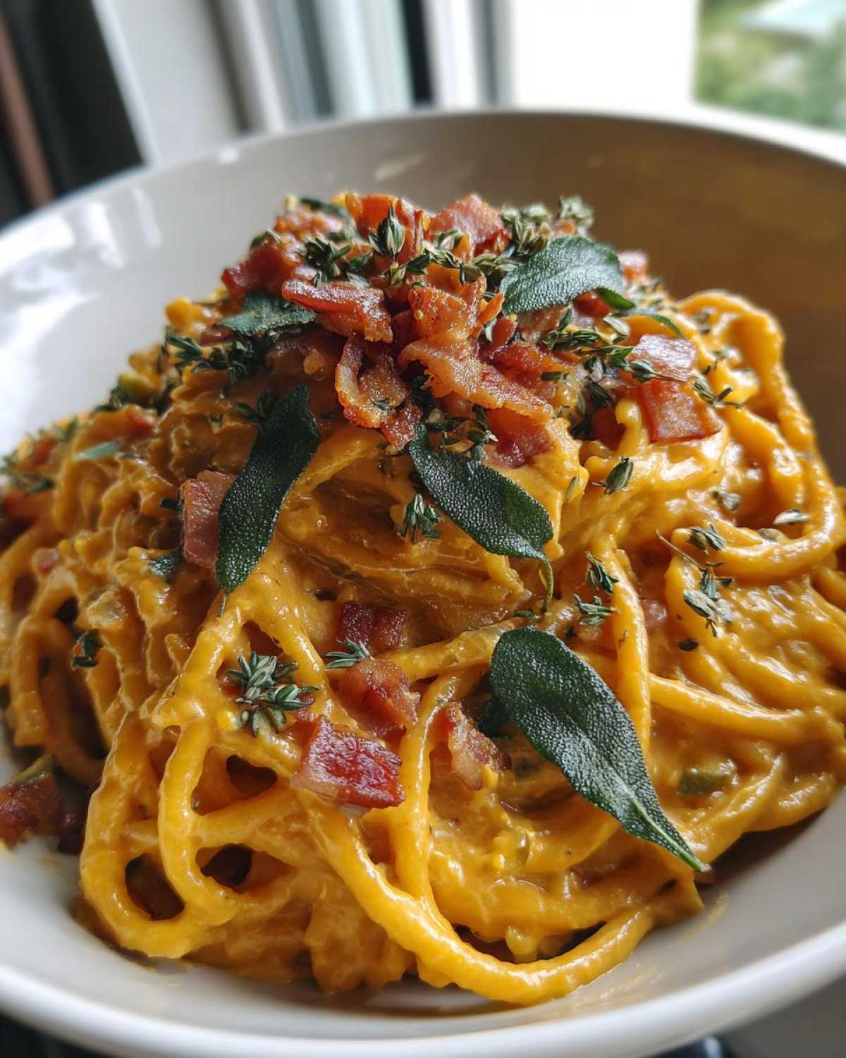 Pumpkin Sage Pasta with Pancetta - detail 4