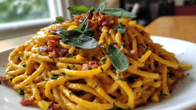 Pumpkin Sage Pasta with Pancetta