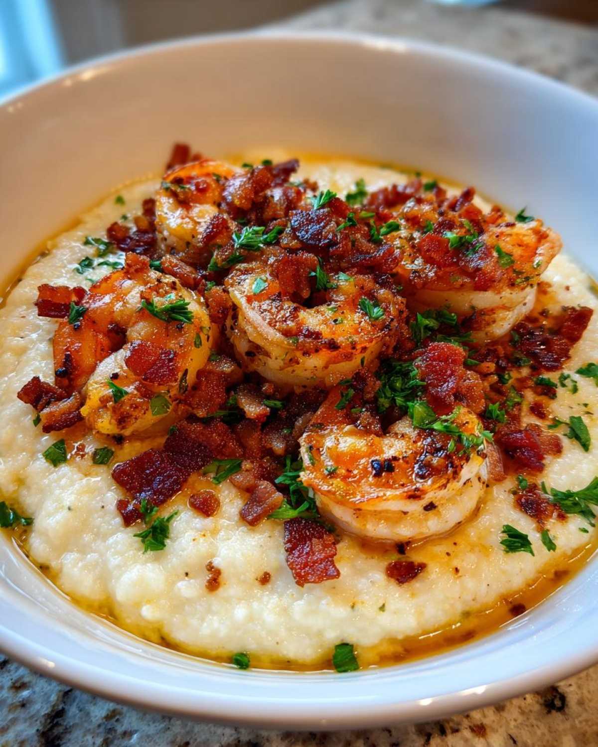 Shrimp and Grits with Bacon - detail 1