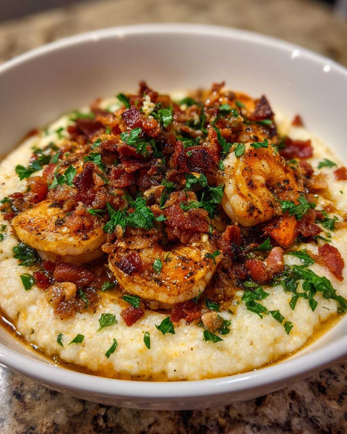Shrimp and Grits with Bacon - detail 2