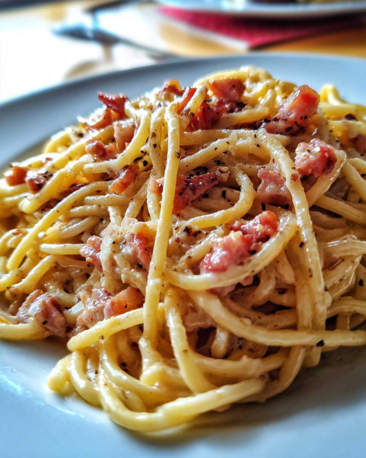 Spaghetti Carbonara with Pancetta - detail 1