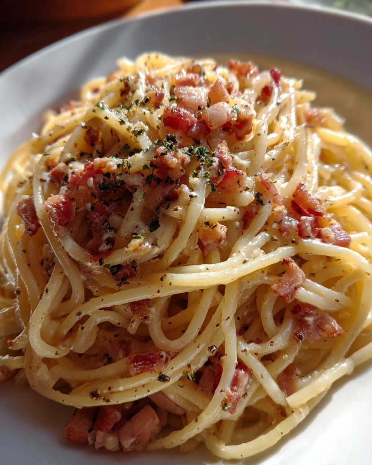 Spaghetti Carbonara with Pancetta - detail 2
