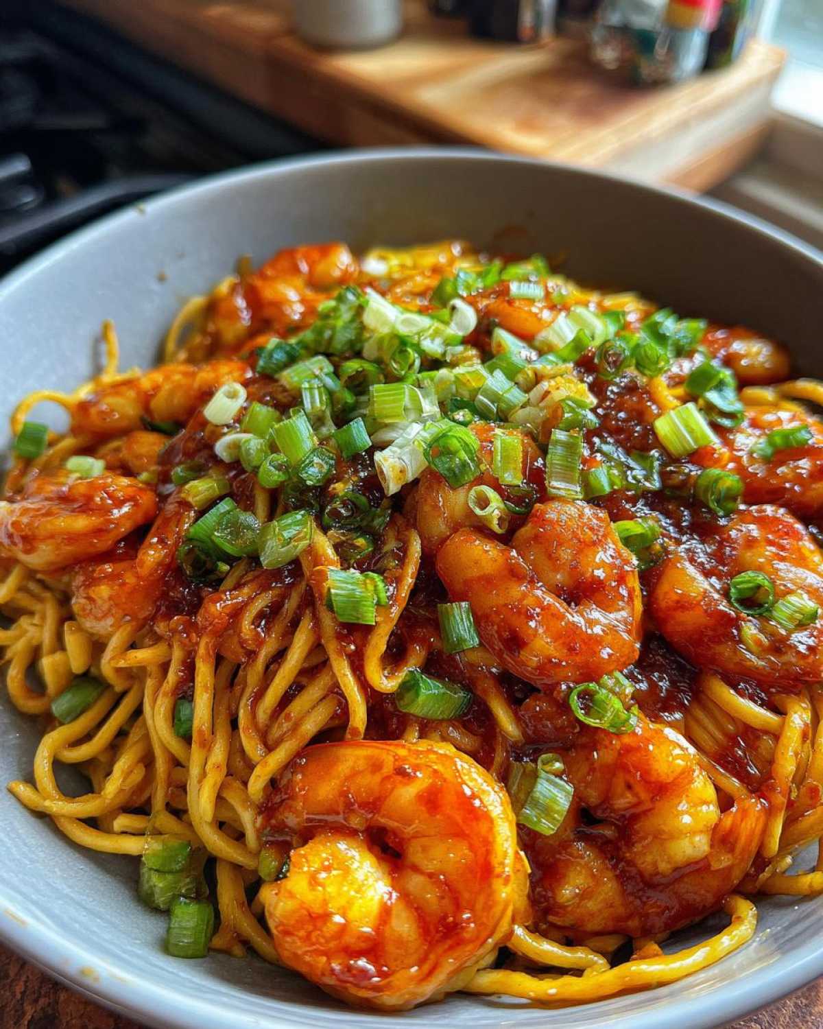 Spicy Szechuan Shrimp Noodles - detail 1