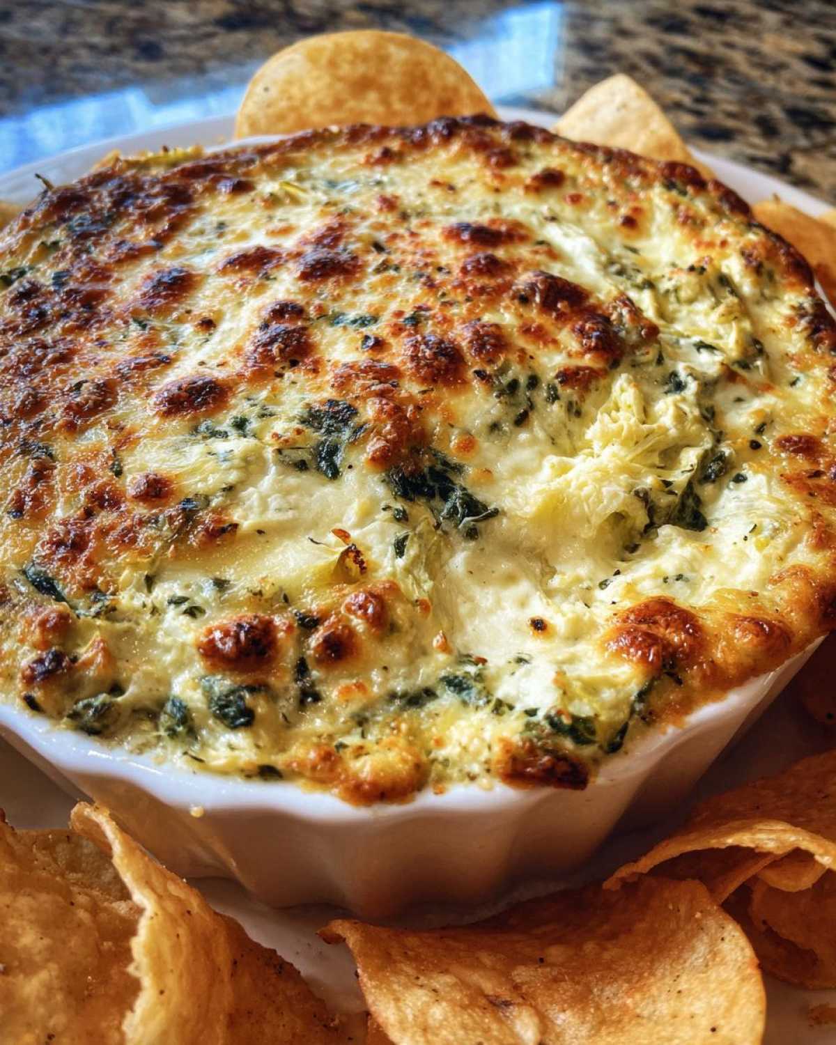 Spinach Artichoke Dip with Chips - detail 1