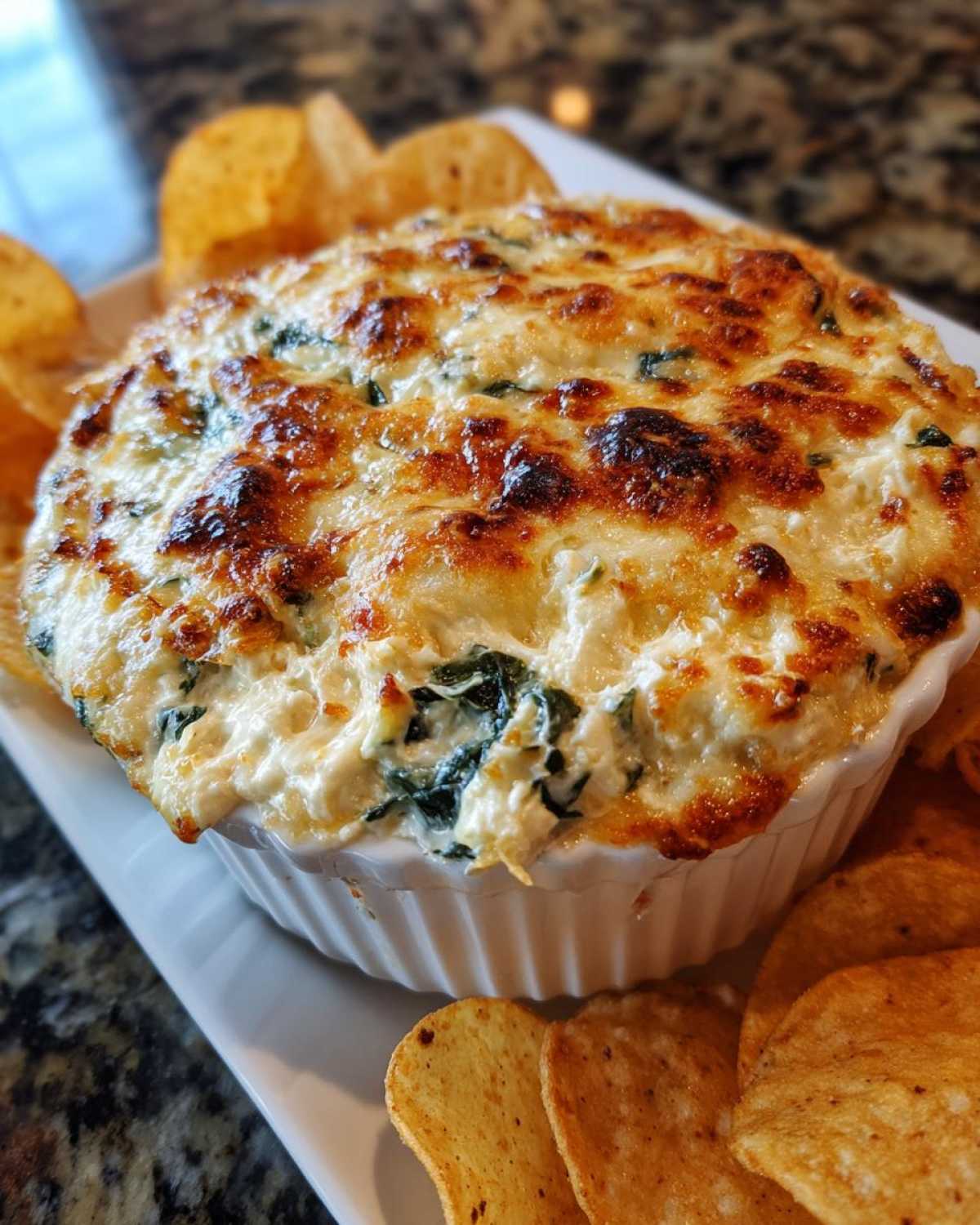 Spinach Artichoke Dip with Chips - detail 2