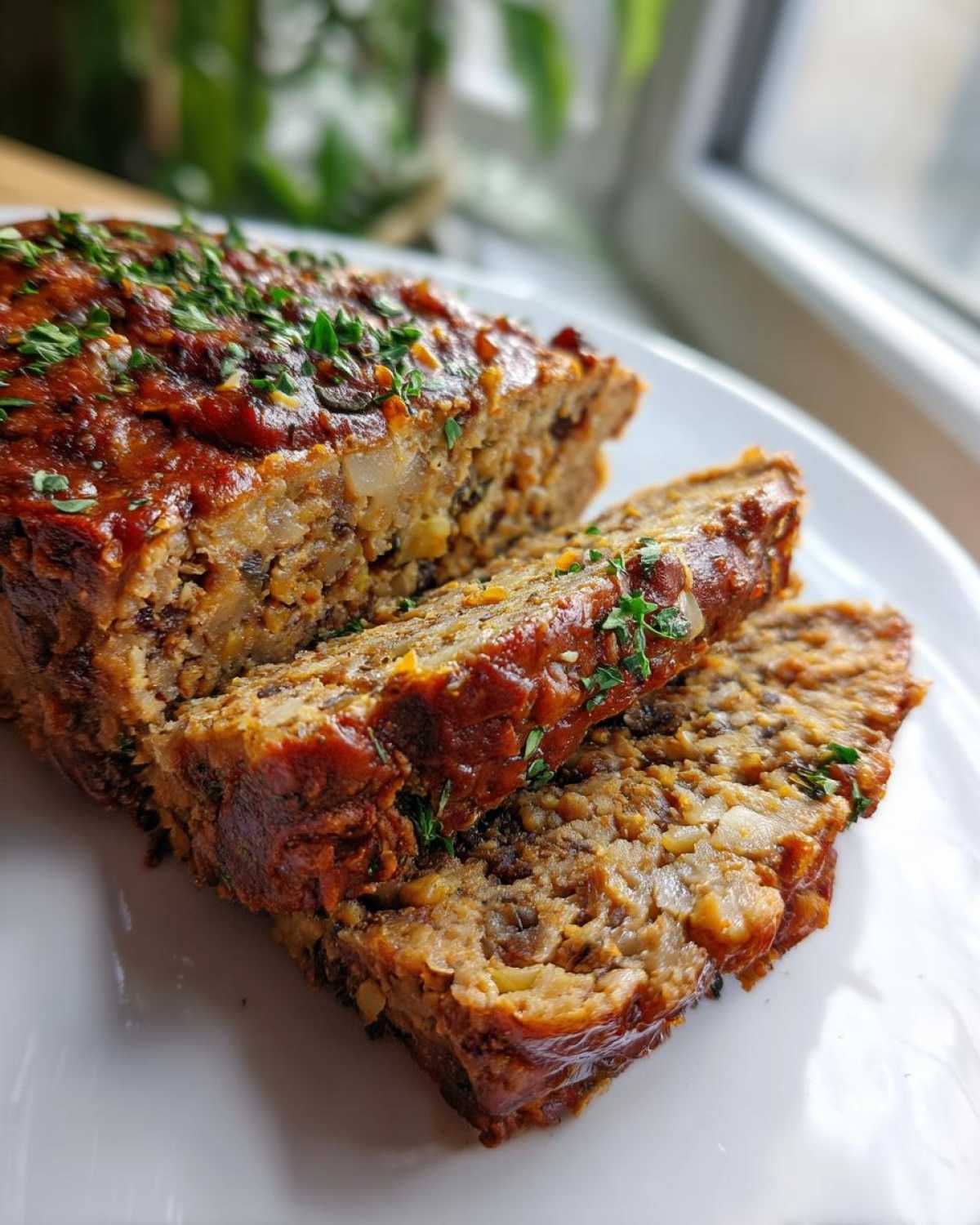 Vegetarian Lentil and Mushroom Meatloaf - detail 1