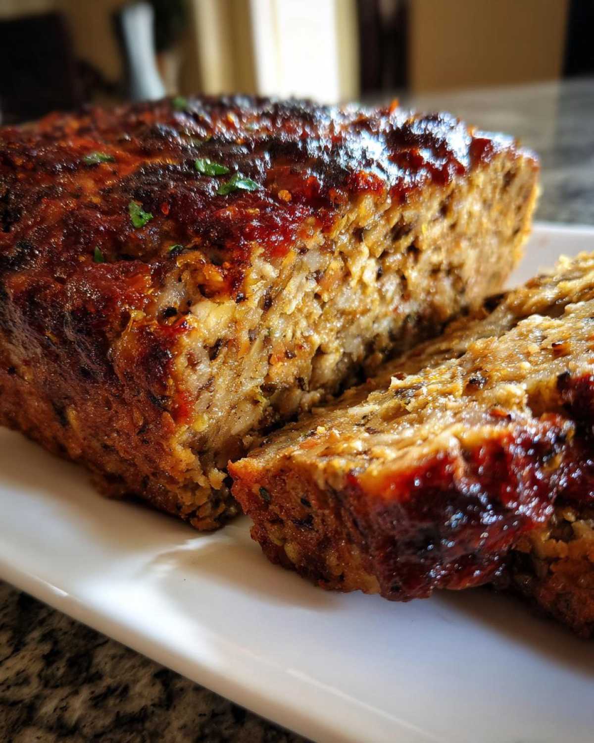 Vegetarian Lentil and Mushroom Meatloaf - detail 2