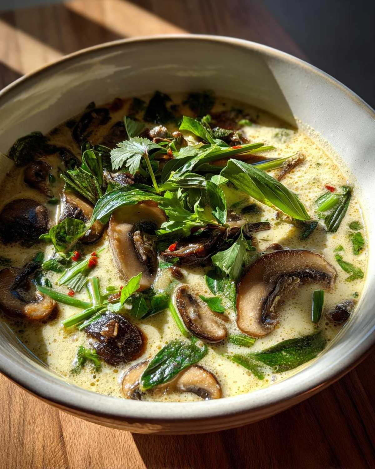 Vegetarian Thai Coconut Soup (Tom Kha) - detail 1