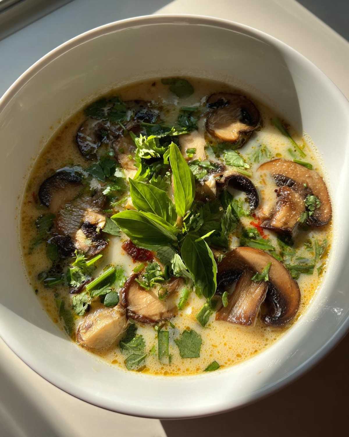 Vegetarian Thai Coconut Soup (Tom Kha) - detail 3