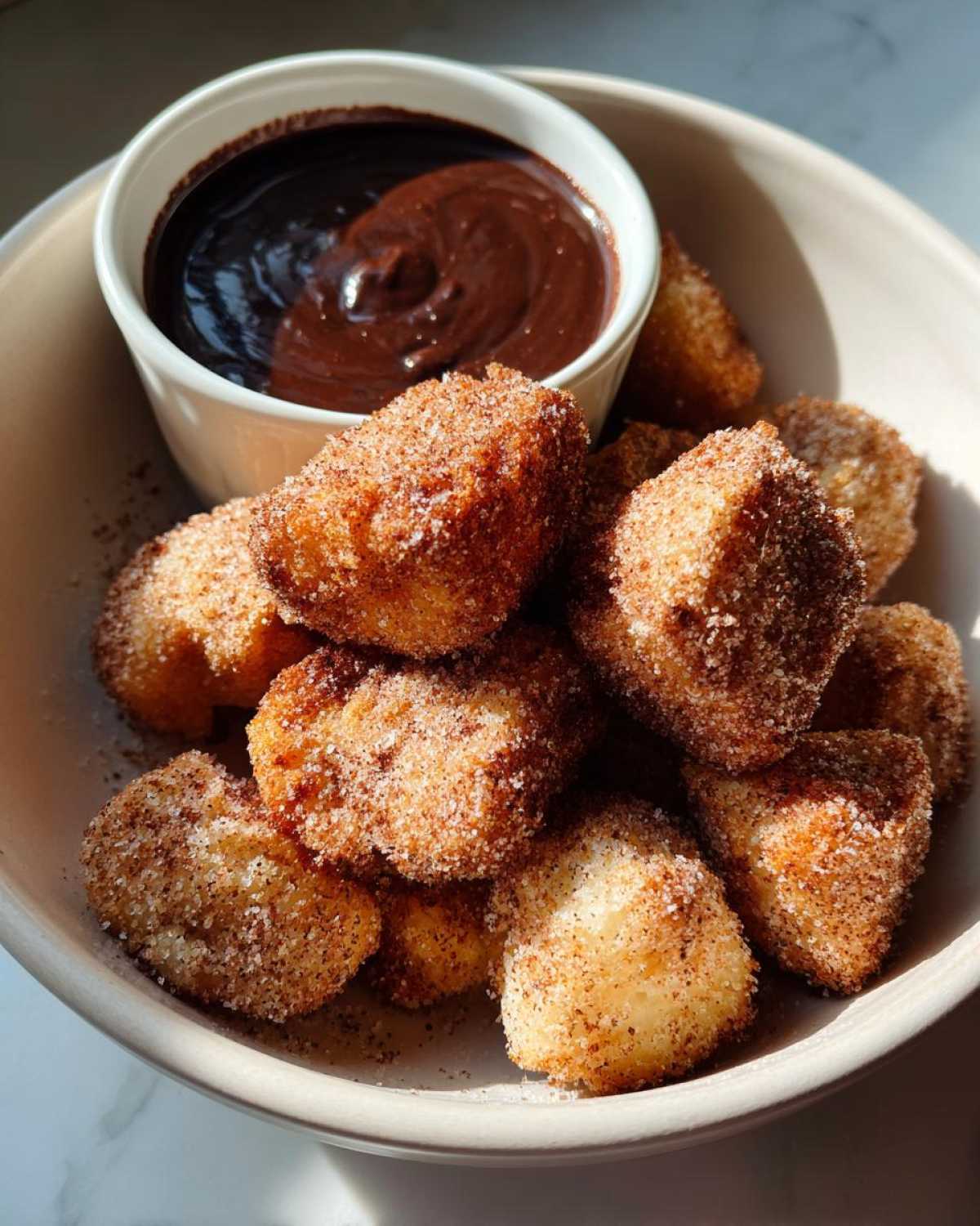 Air Fryer Churro Bites with Chocolate Sauce - detail 1