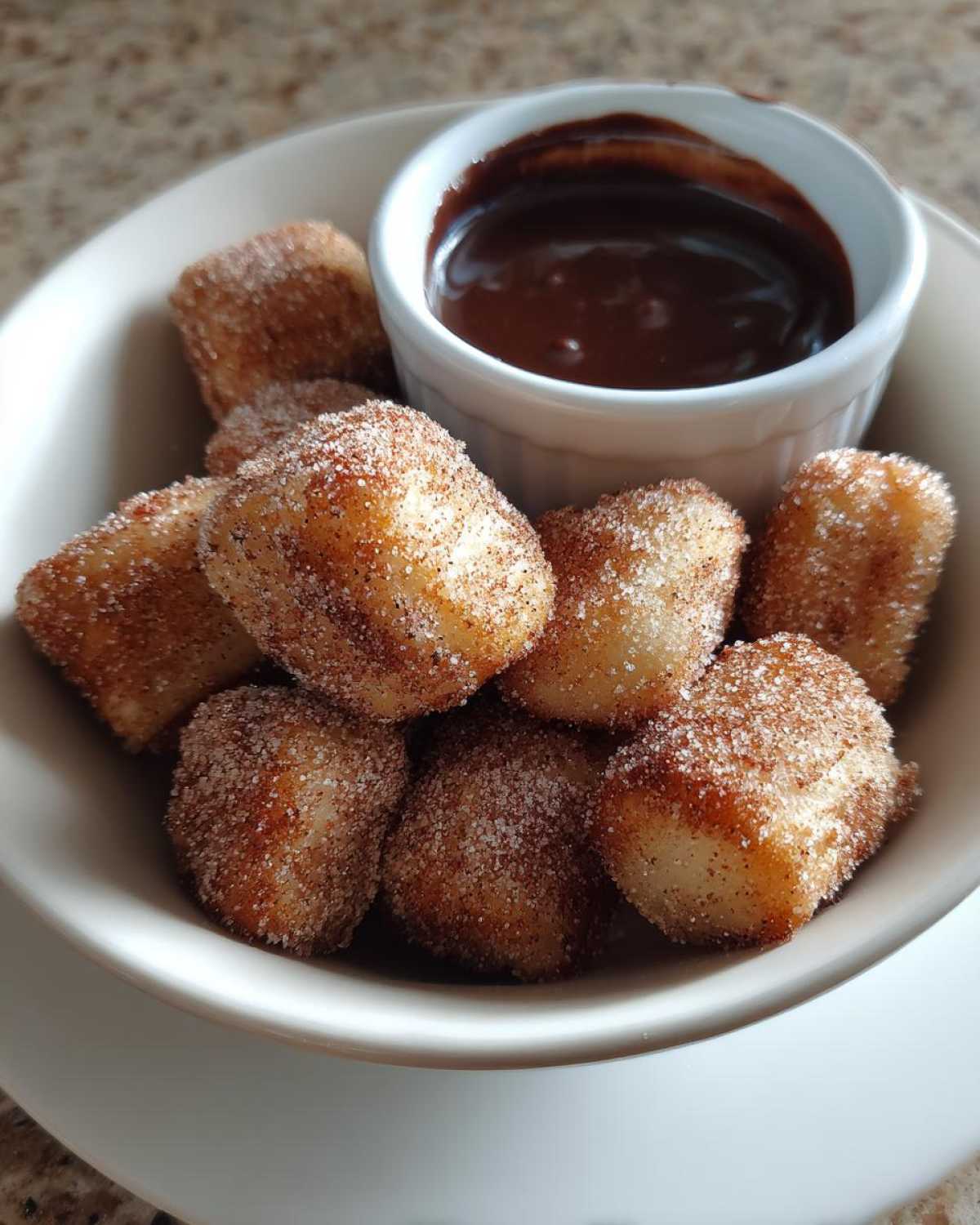 Air Fryer Churro Bites with Chocolate Sauce - detail 3