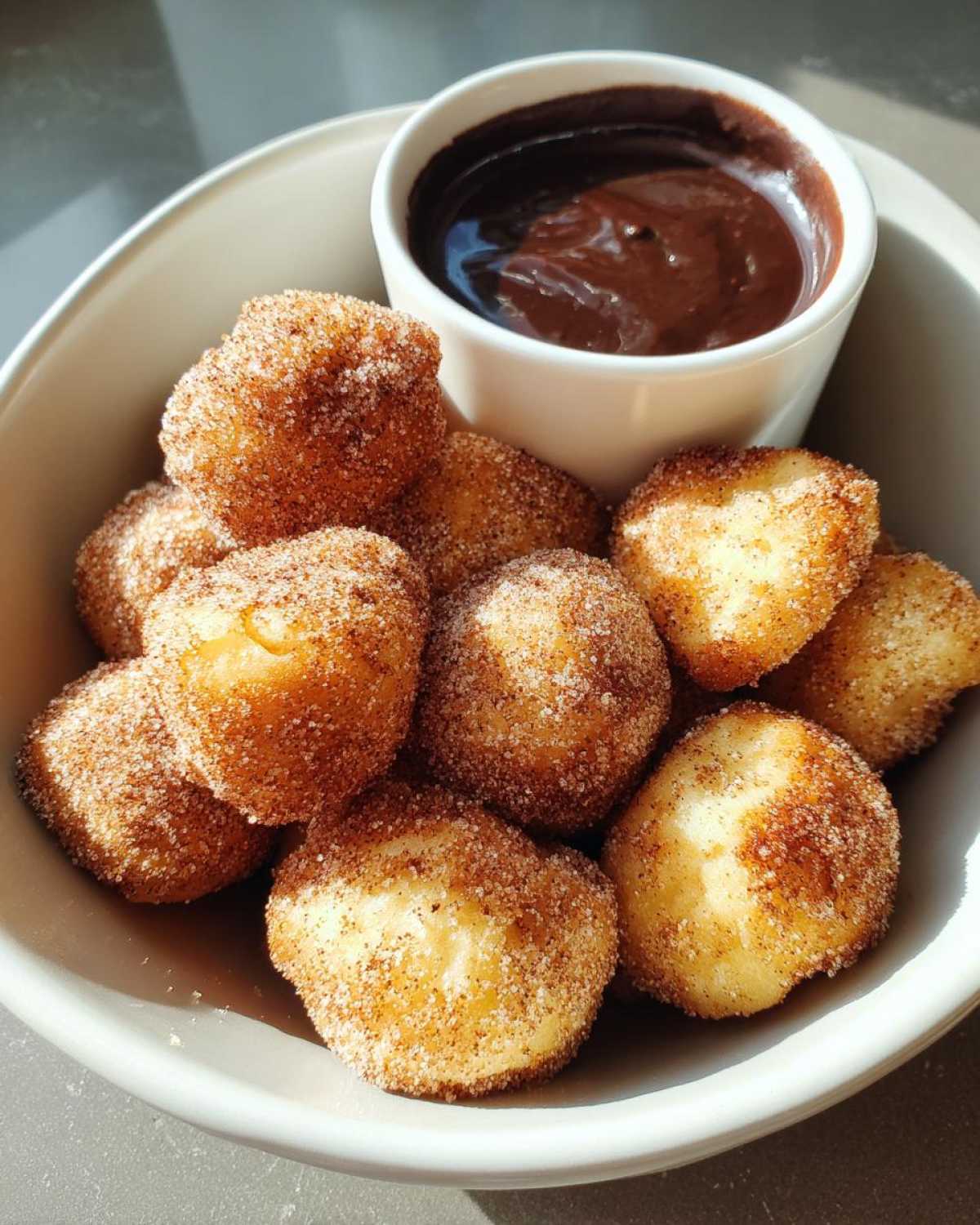 Air Fryer Churro Bites with Chocolate Sauce - detail 4