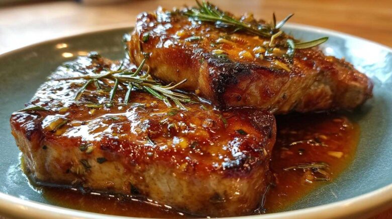 Apple Cider Glazed Pork Chops with Rosemary