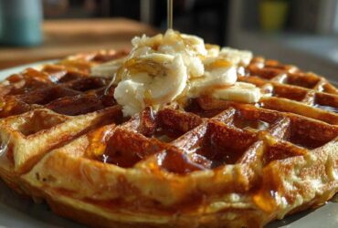 Banana Bread Waffles with Honey Butter