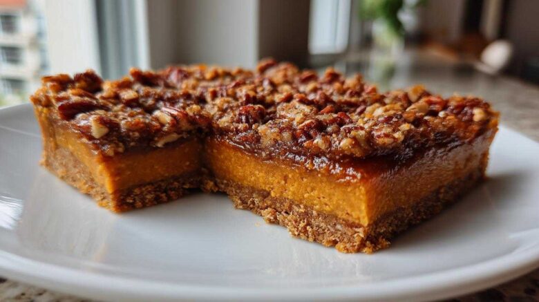 Candied Pecan Sweet Potato Pie Bars