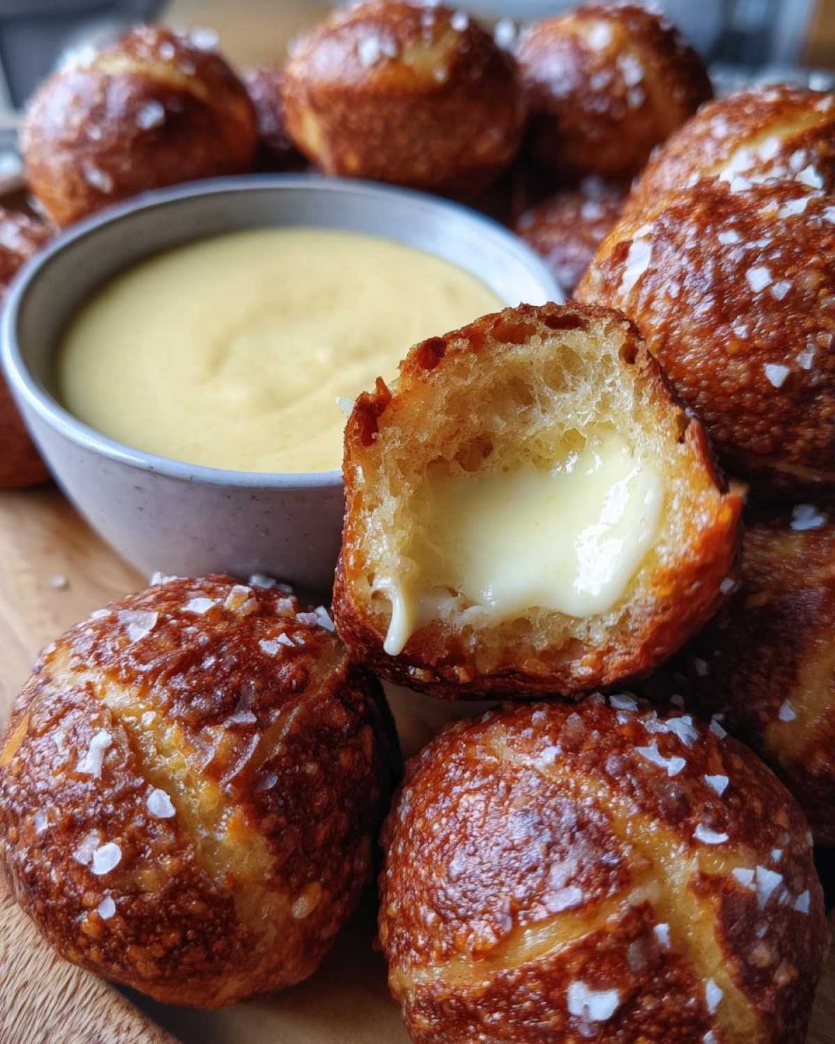 Cheddar Stuffed Pretzel Bites with Beer Cheese Dip - detail 2