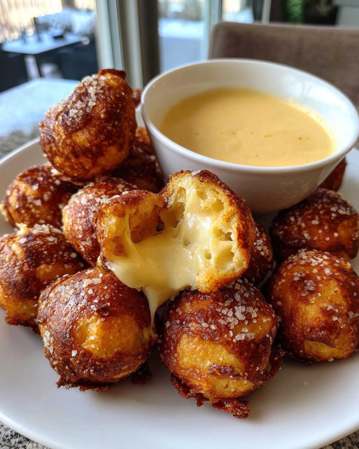 Cheddar Stuffed Pretzel Bites with Beer Cheese Dip - detail 4