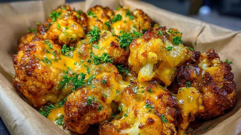 Cheesy Buffalo Cauliflower Bites (Air Fryer)