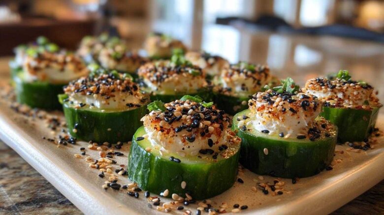 Everything Bagel Cucumber Bites (Low-Carb Snack)