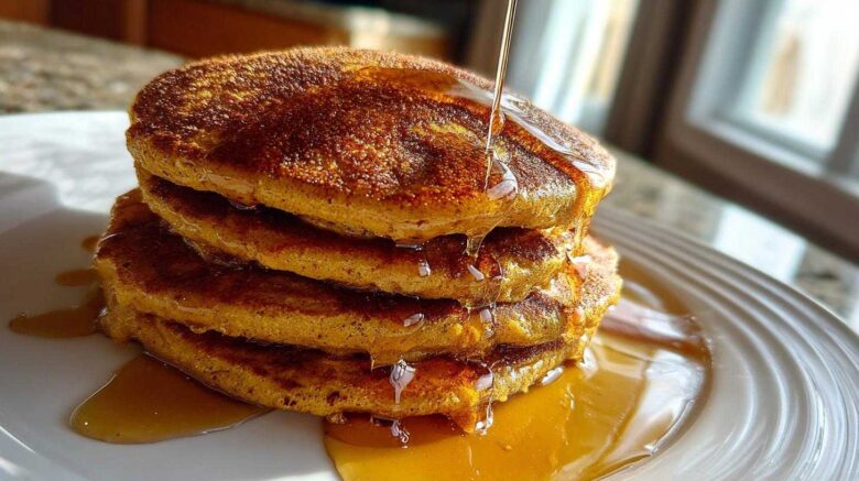 Fluffy Pumpkin Spice Pancakes with Maple Drizzle