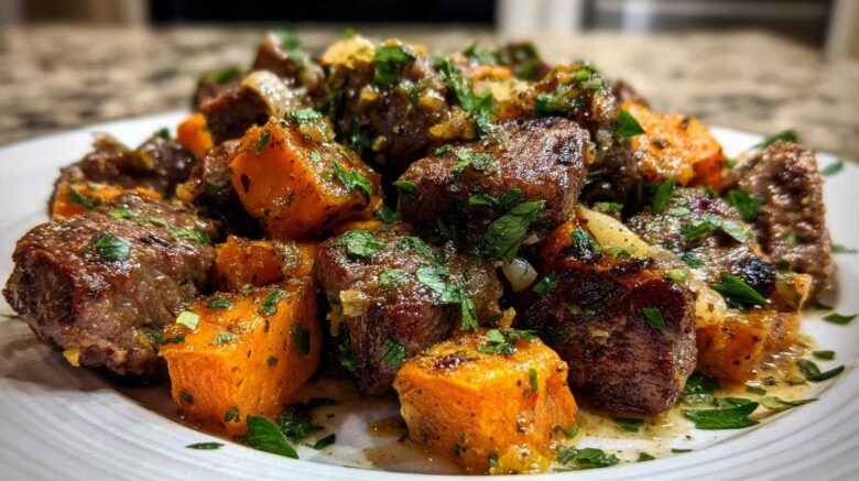 Garlic Butter Steak Bites with Sweet Potatoes