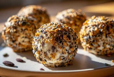 Ghostly Halloween Cheese Ball Bites