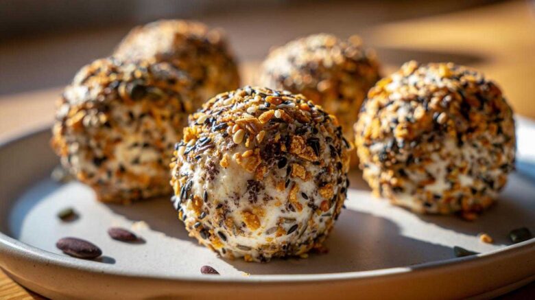 Ghostly Halloween Cheese Ball Bites