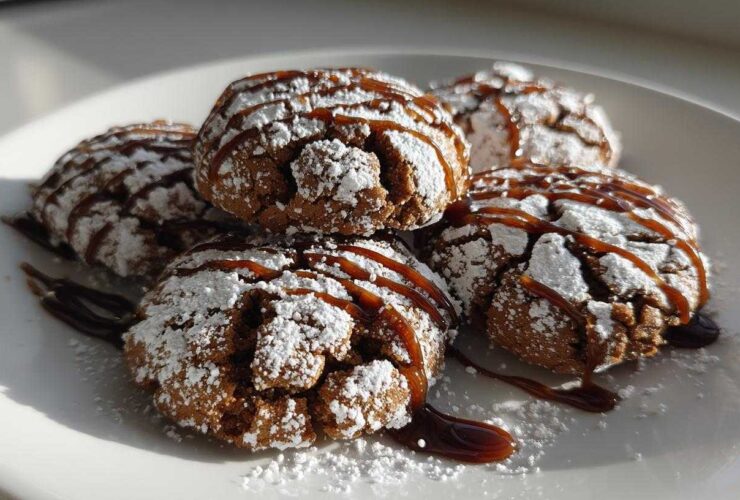 Gingerbread Crinkle Cookies with Maple Glaze