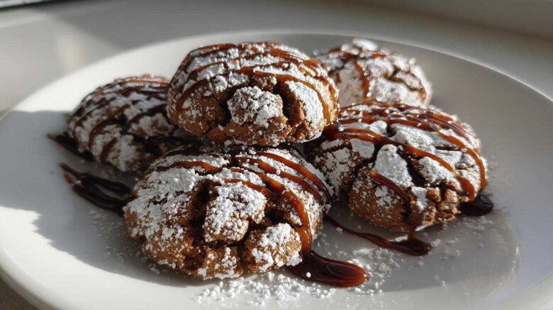 Gingerbread Crinkle Cookies with Maple Glaze
