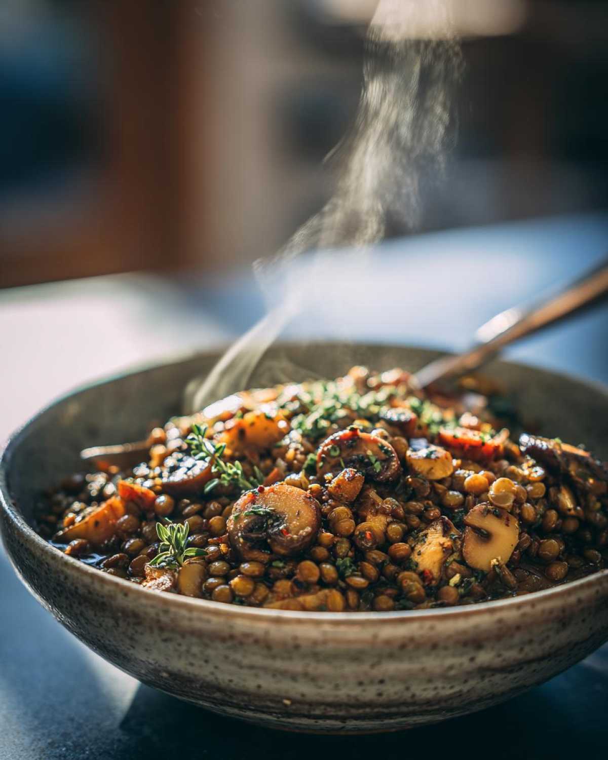 Hearty Lentil Mushroom Stew (Vegan Comfort Food) - detail 2