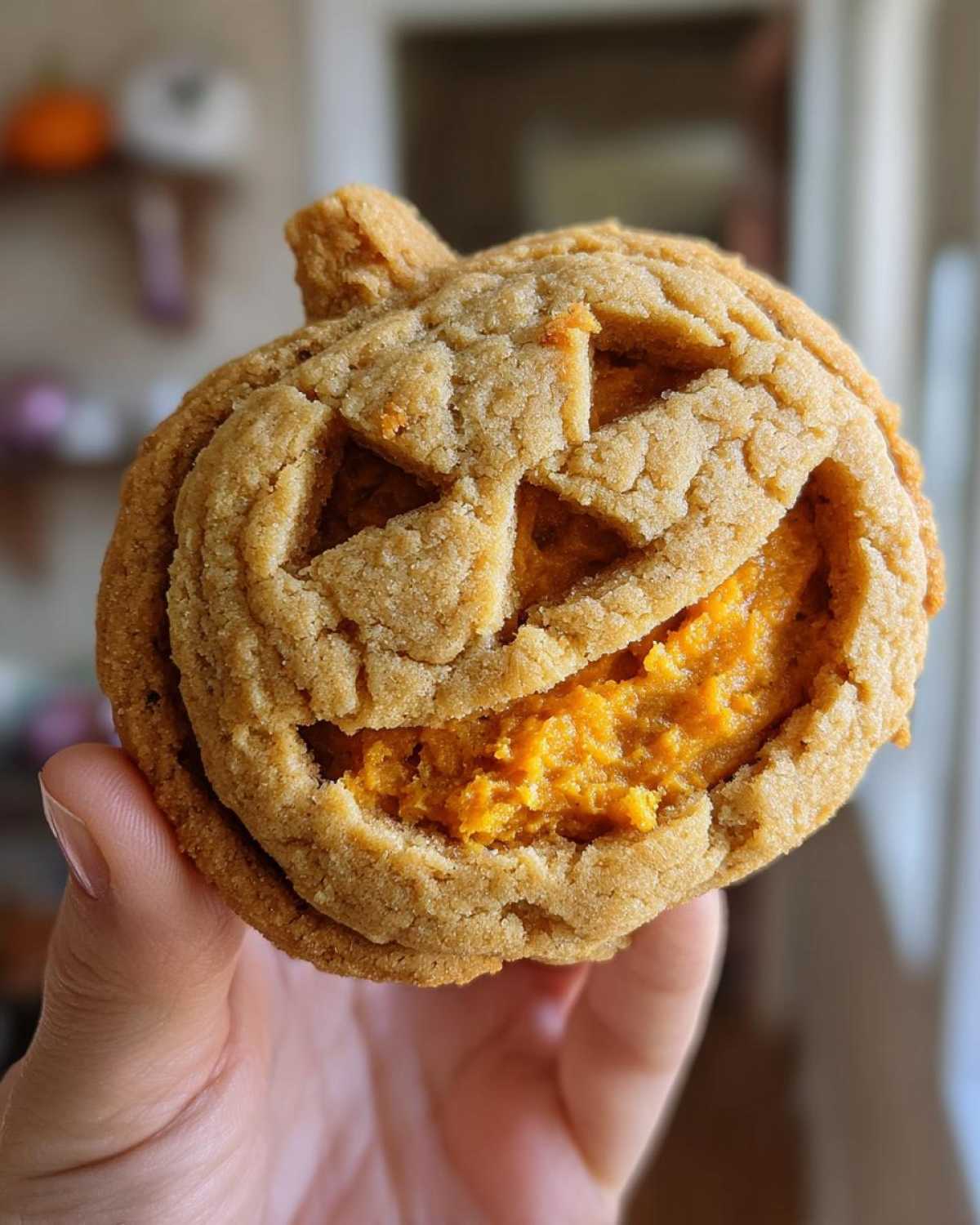Jack-O’-Lantern Stuffed Cookies (Pumpkin Spice Filling) - detail 2