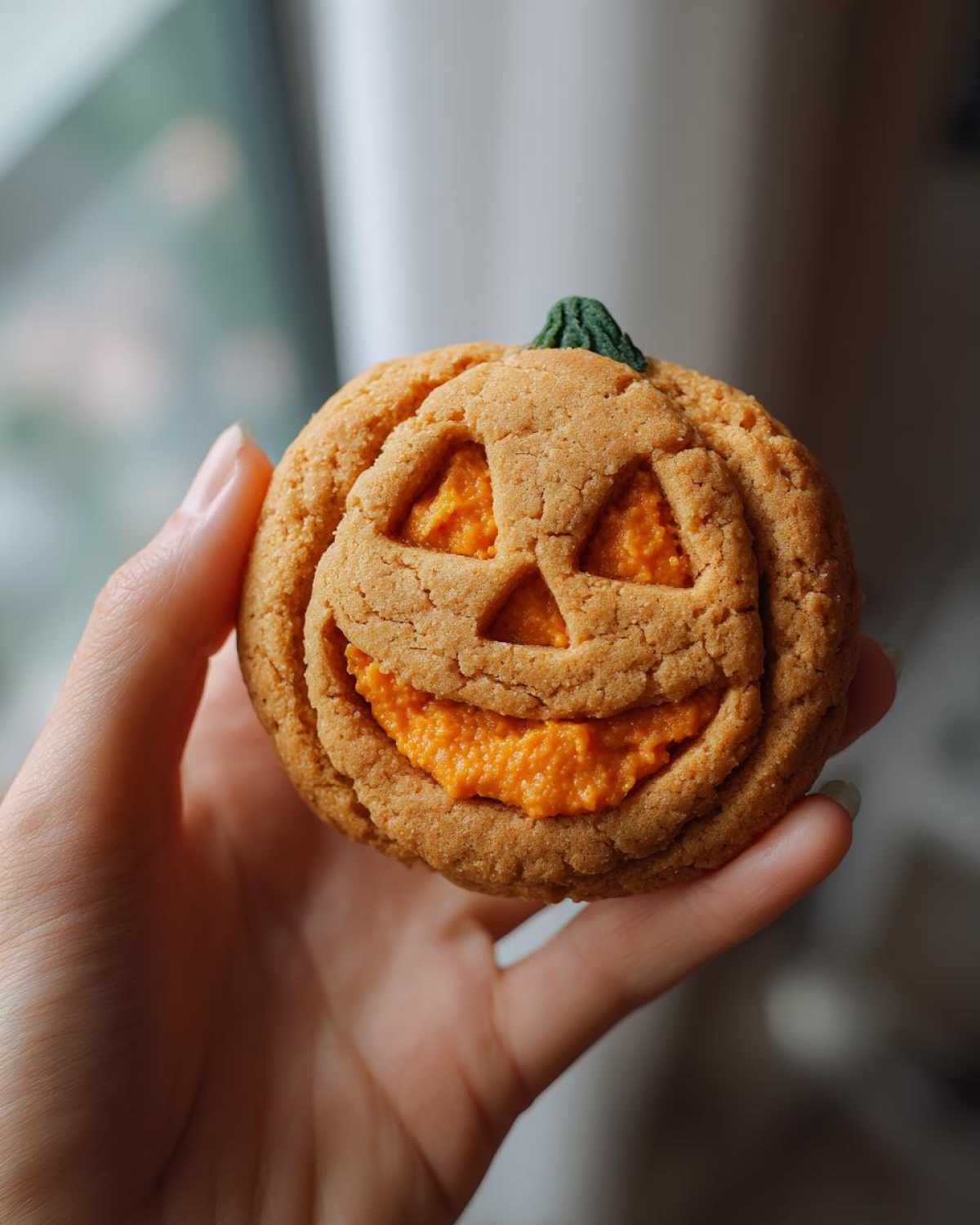 Jack-O’-Lantern Stuffed Cookies (Pumpkin Spice Filling) - detail 4