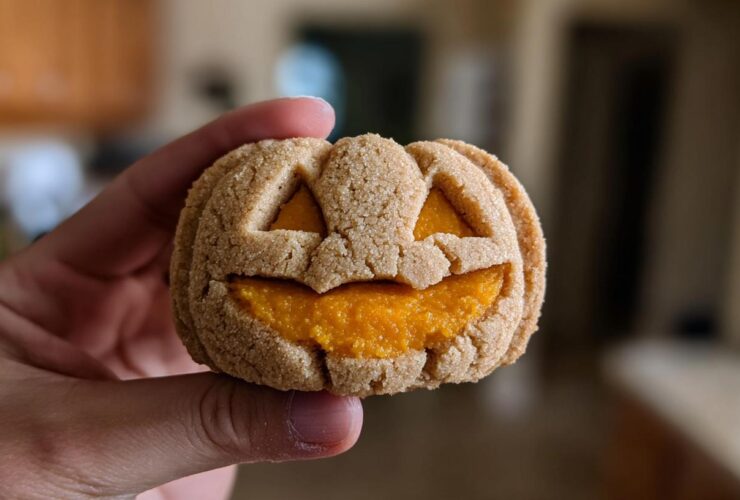 Jack-O’-Lantern Stuffed Cookies (Pumpkin Spice Filling)