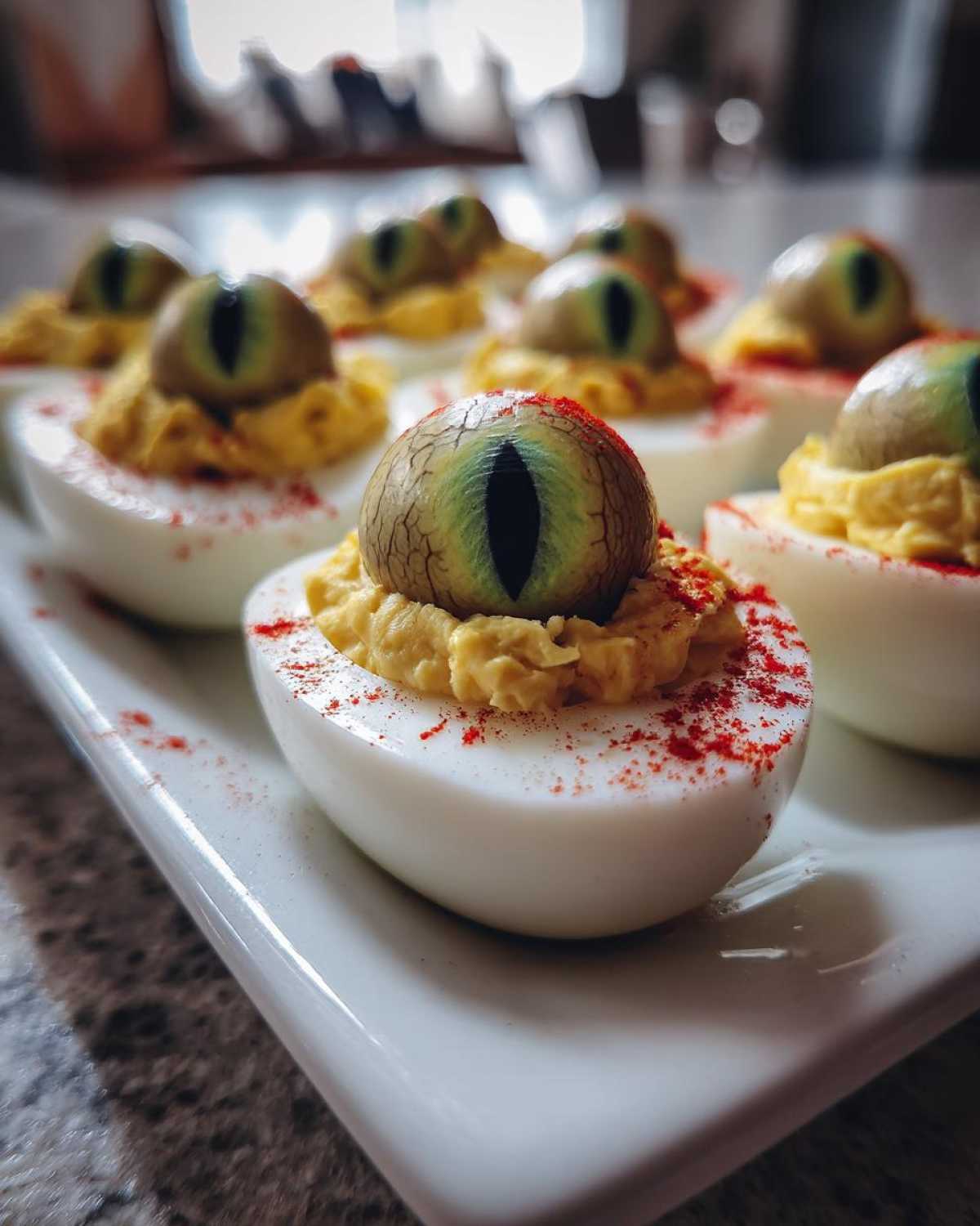 Monster Eyeball Deviled Eggs (Halloween Appetizer) - detail 2