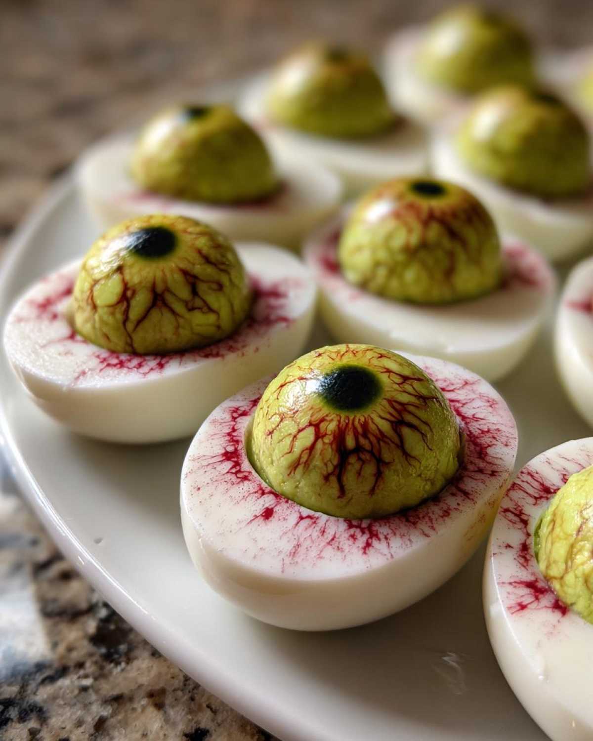 Monster Eyeball Deviled Eggs (Halloween Appetizer) - detail 3