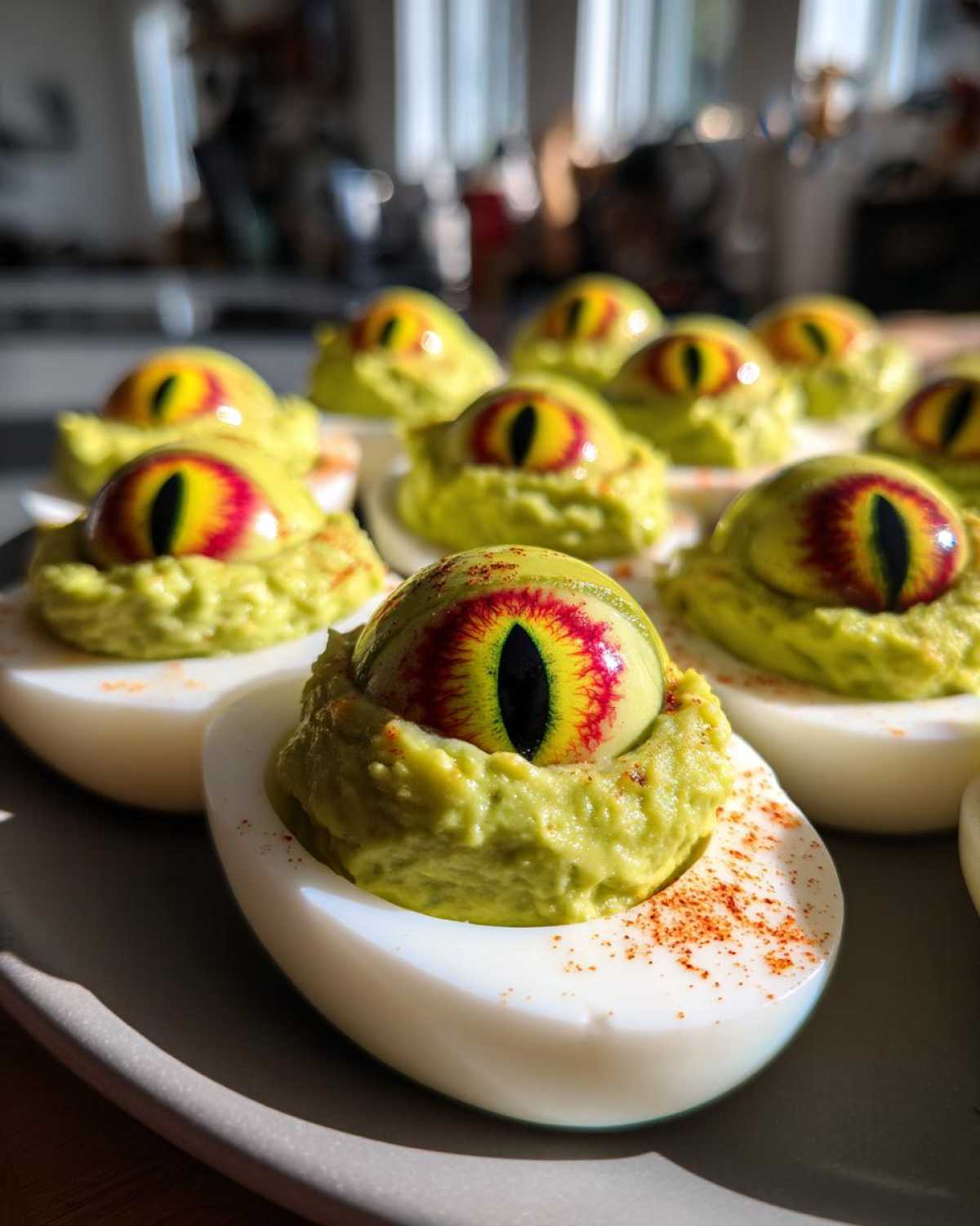 Monster Eyeball Deviled Eggs (Halloween Appetizer) - detail 4