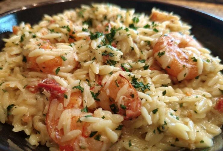 One-Pan Garlic Parmesan Orzo with Shrimp