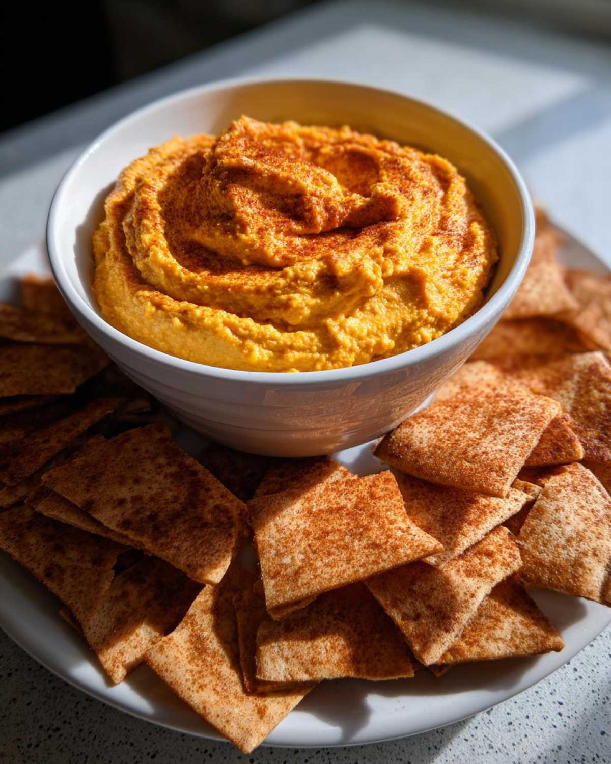 Pumpkin Hummus with Cinnamon Pita Chips - detail 4