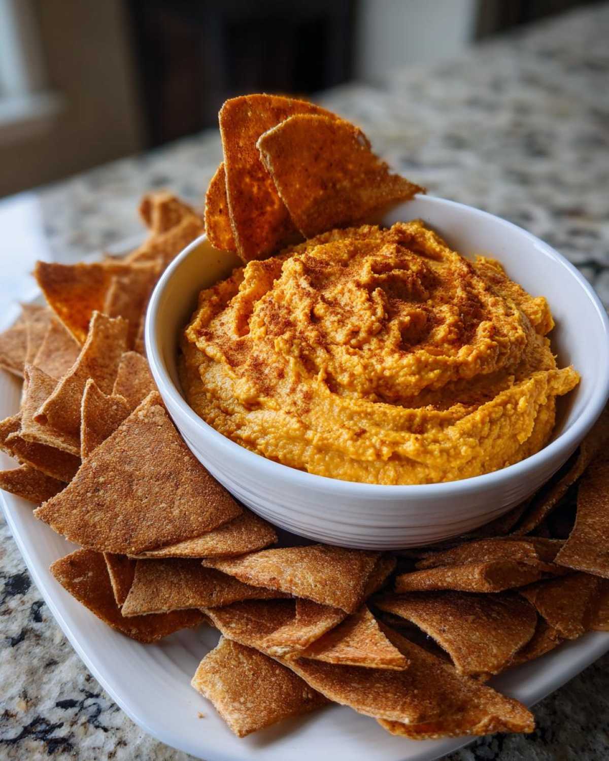 Pumpkin Hummus with Cinnamon Pita Chips - detail 1