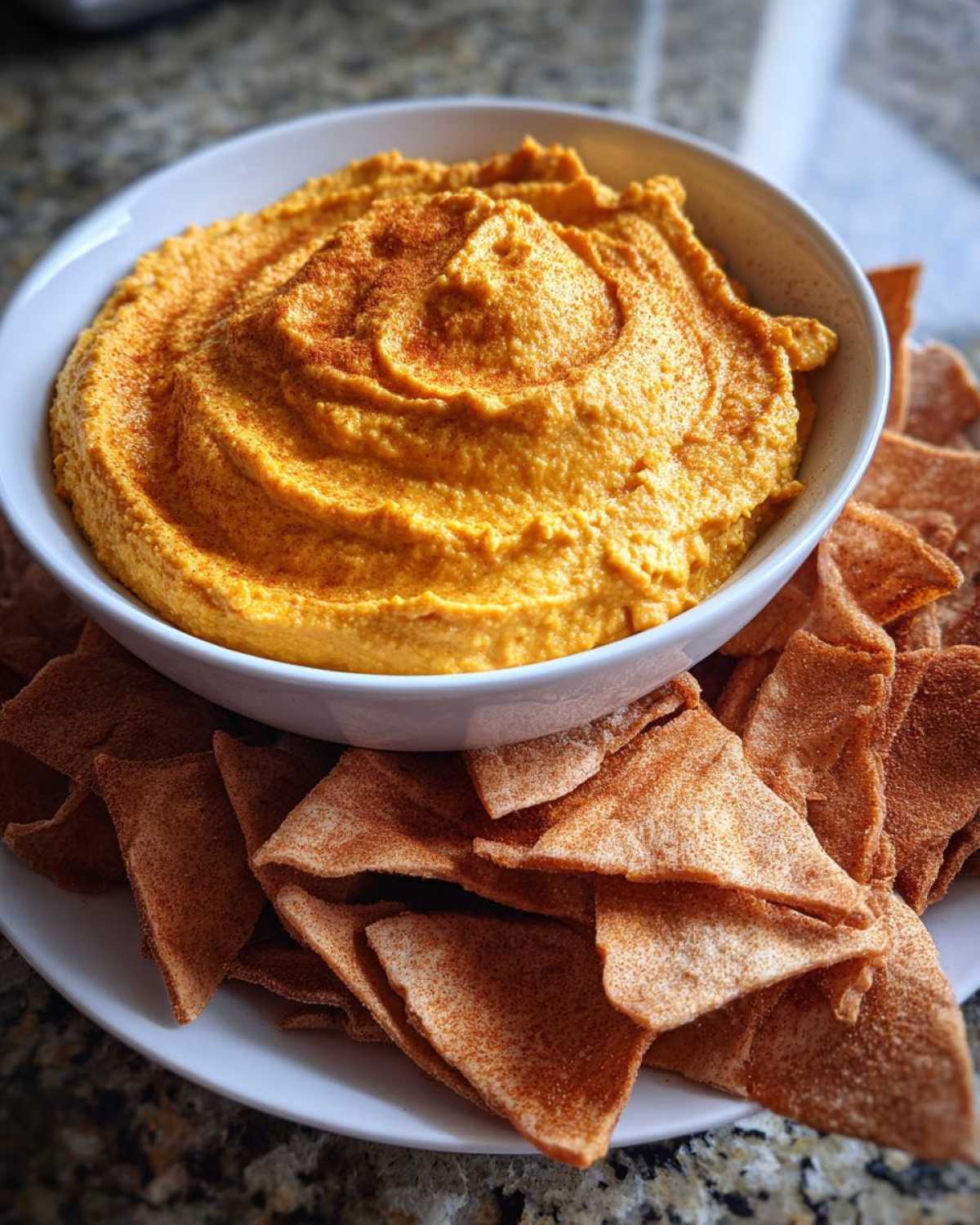 Pumpkin Hummus with Cinnamon Pita Chips - detail 2